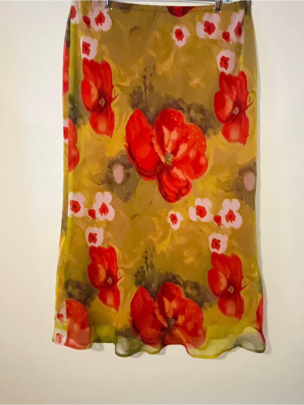 Floral Flowing Maxi Skirt Size 16/18 Stretch Lined Statement Print